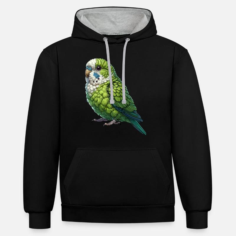 Perroquet Oiseau Perroquet Perroquet - Sweat à capuche contrasté - noir/gris chiné