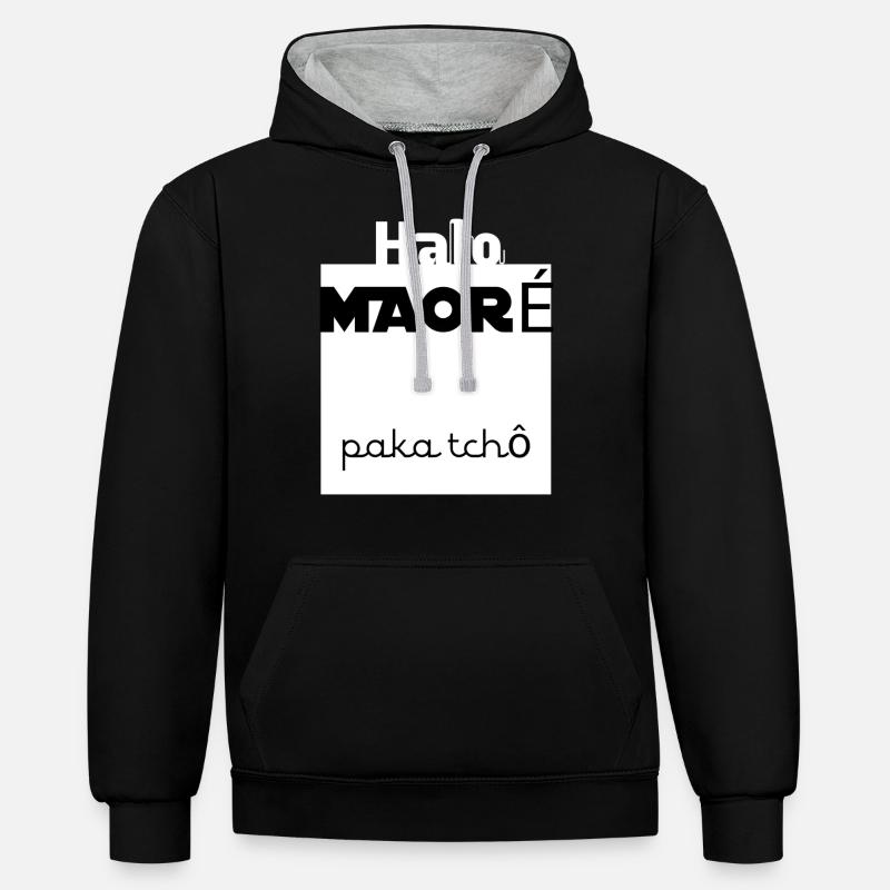 Maoré2 - Sweat à capuche contrasté - noir/gris chiné