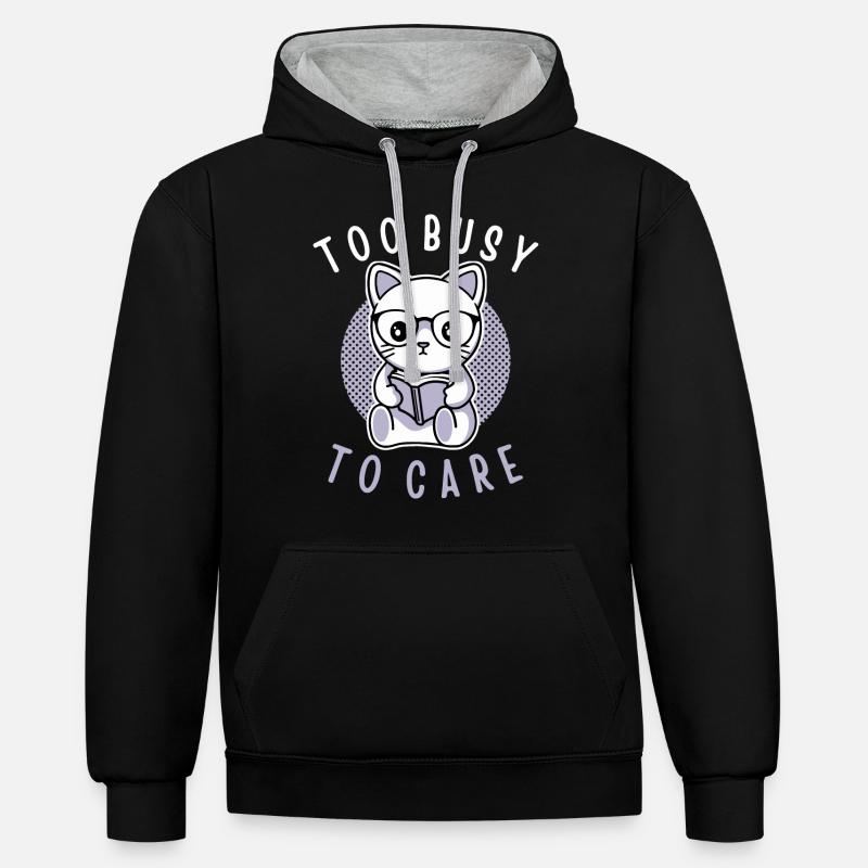 Trop occupé pour s’en soucier - Sweat à capuche contrasté - noir/gris chiné