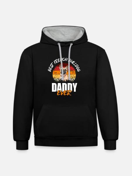 French Bulldog - Contrast hoodie - black/heather grey