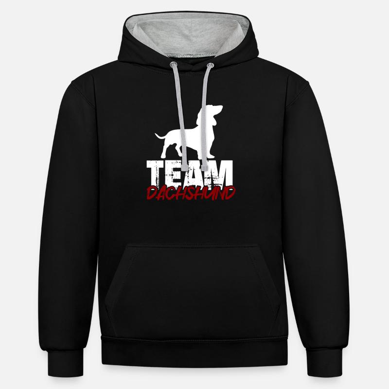 Équipe Dachshund - Sweat à capuche contrasté - noir/gris chiné