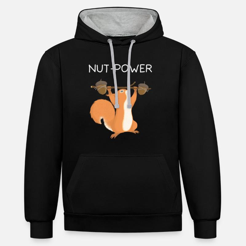 Puissance de l'écureuil - Sweat à capuche contrasté - noir/gris chiné