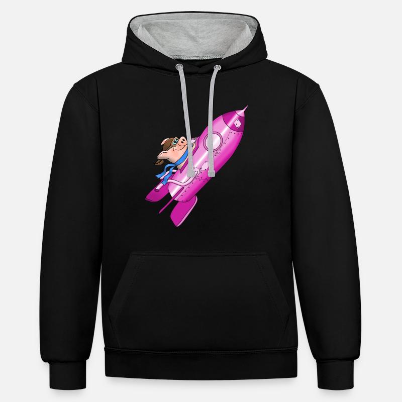 fusée - Sweat à capuche contrasté - noir/gris chiné