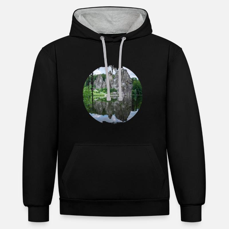 pierres externes - Sweat à capuche contrasté - noir/gris chiné