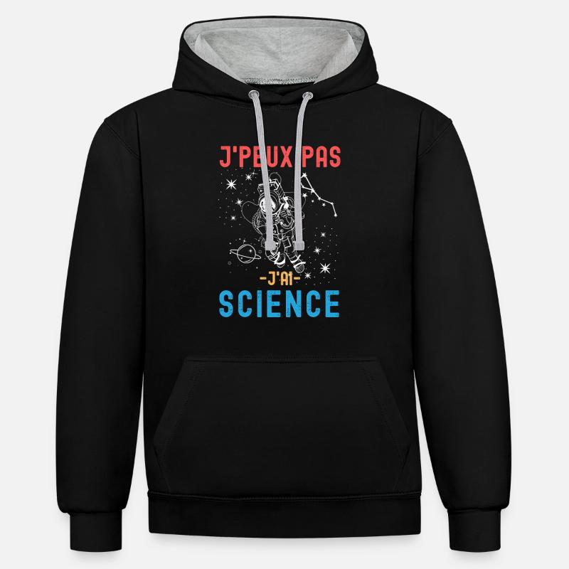 Science astronomie astronaute 2 - Sweat à capuche contrasté - noir/gris chiné
