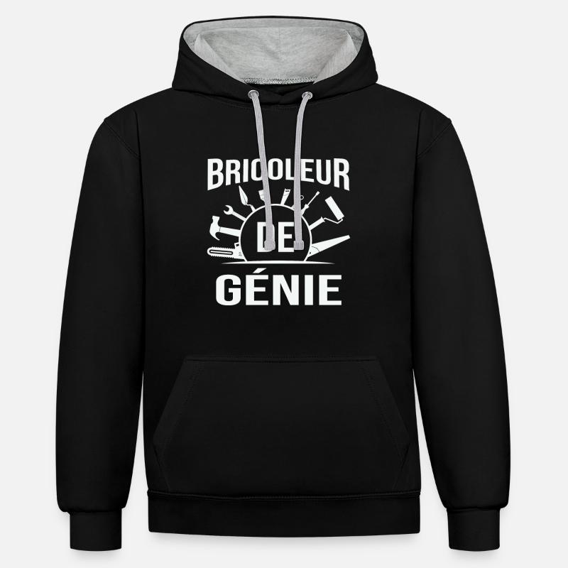 Bricoleur de génie 2 - Sweat à capuche contrasté - noir/gris chiné