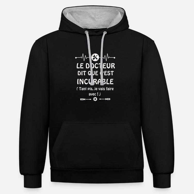 Amour fou du bricolage - Sweat à capuche contrasté - noir/gris chiné