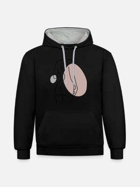 Abstract Design Back - Contrast hoodie - black/heather grey