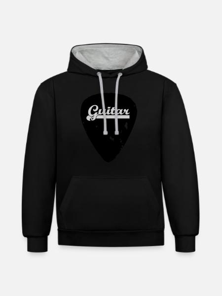 guitar - Kontrast-Hoodie - Schwarz/Grau meliert