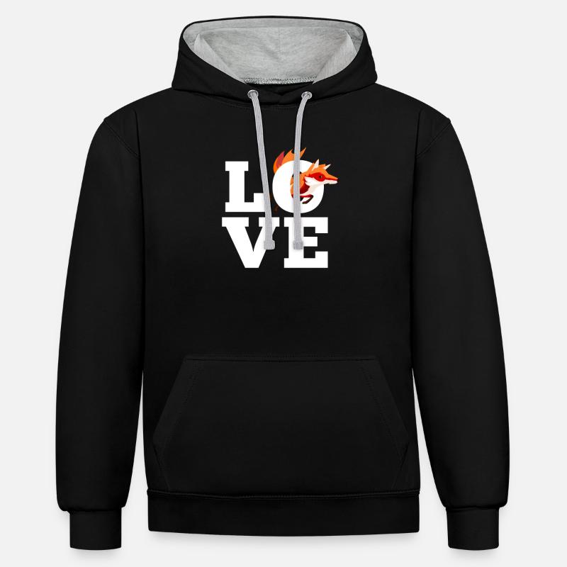 Renard Love Fox - Sweat à capuche contrasté - noir/gris chiné