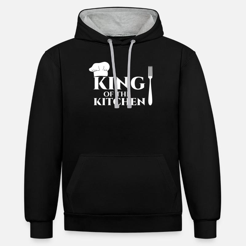 Cuisinier - cuisinier - cuisinier - cadeau - chef - Sweat à capuche contrasté - noir/gris chiné