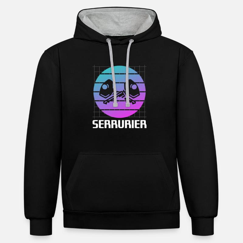 Retro Serrurier Serrurerie - Sweat à capuche contrasté - noir/gris chiné