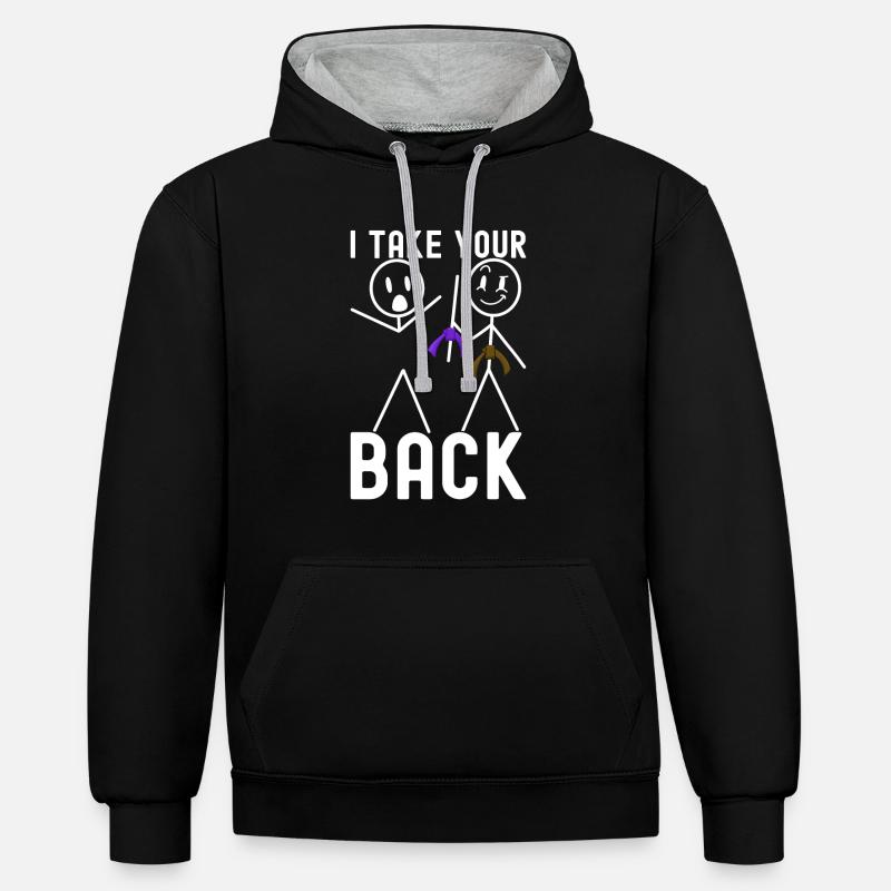 Jiu-Jitsu brésilien BJJ Grappling - Sweat à capuche contrasté - noir/gris chiné