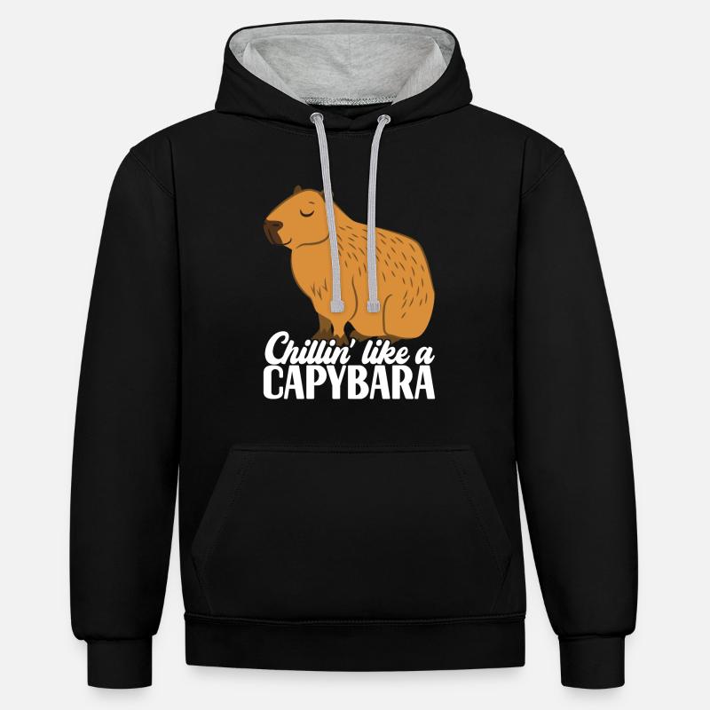 Capybara - Sweat à capuche contrasté - noir/gris chiné