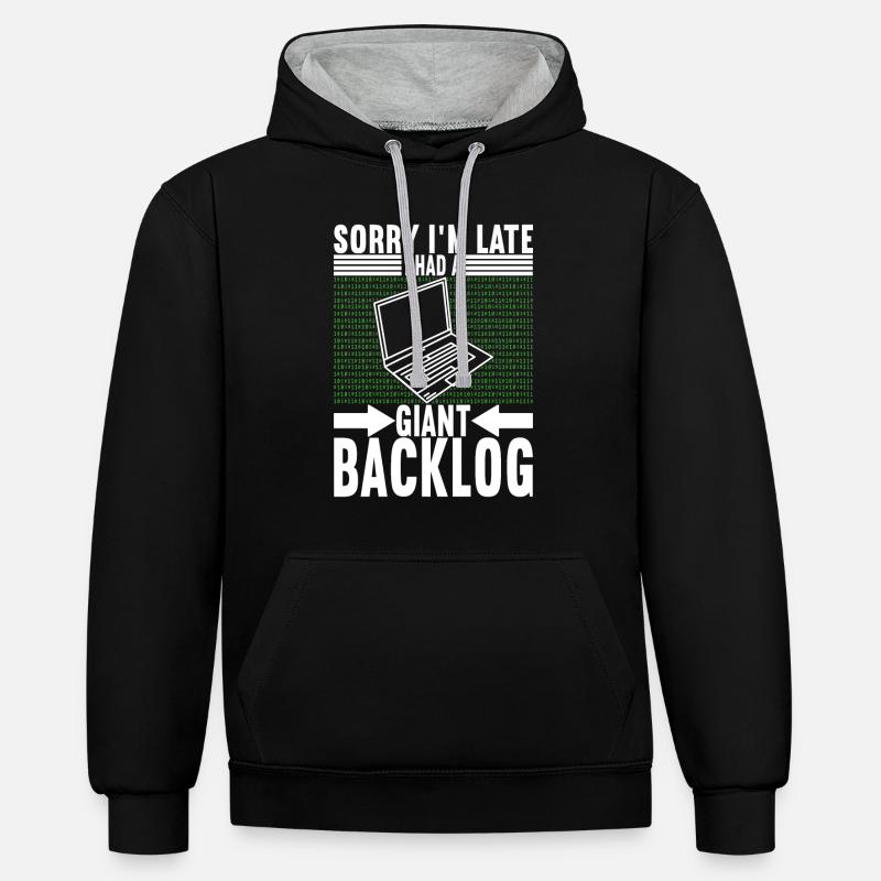 Programmeur Informaticien - Sweat à capuche contrasté - noir/gris chiné