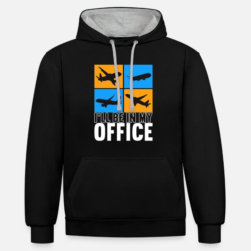 Pilot Flugzeug - Kontrast-Hoodie - Schwarz/Grau meliert