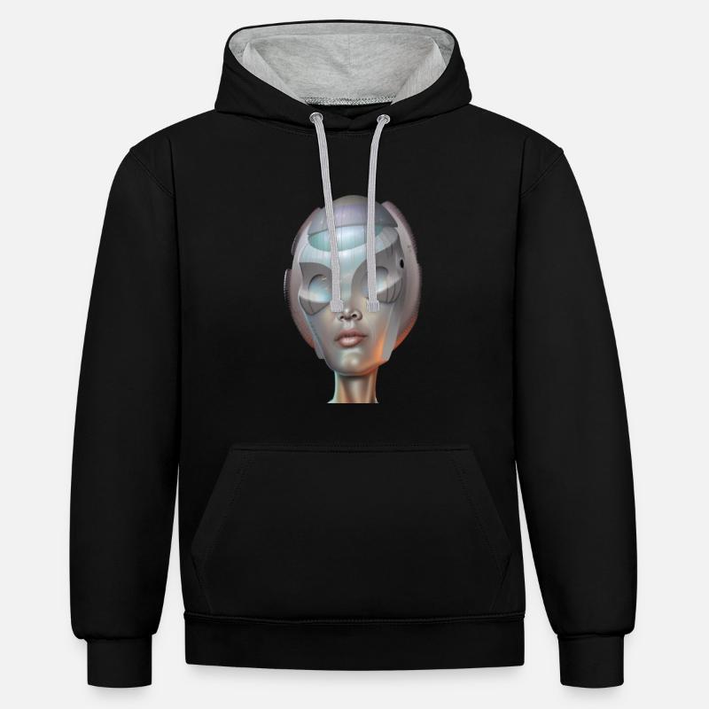 Princesse extraterrestre - Sweat à capuche contrasté - noir/gris chiné