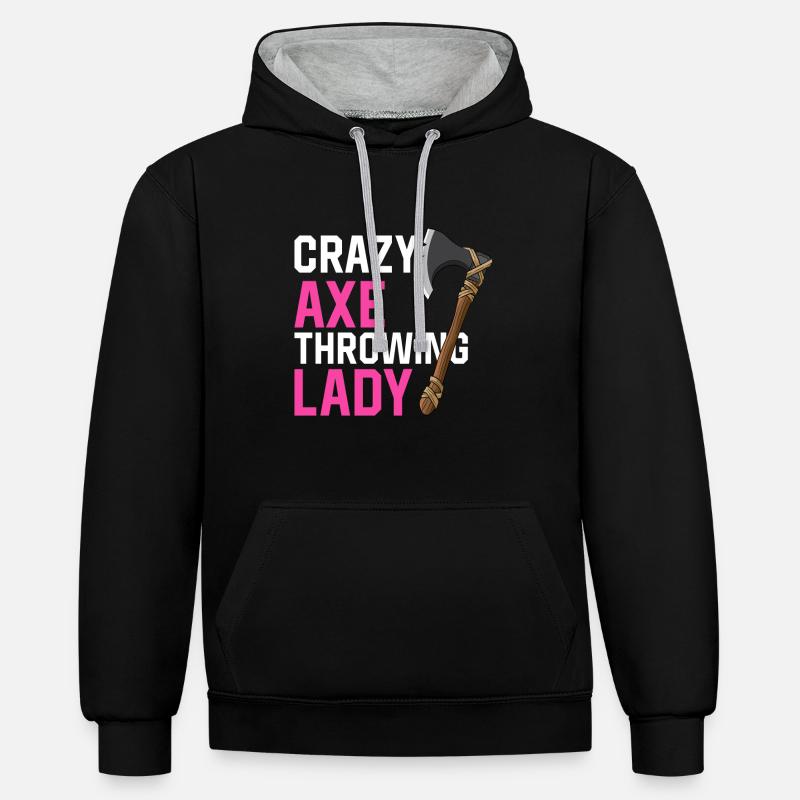Lancer une hache - Sweat à capuche contrasté - noir/gris chiné