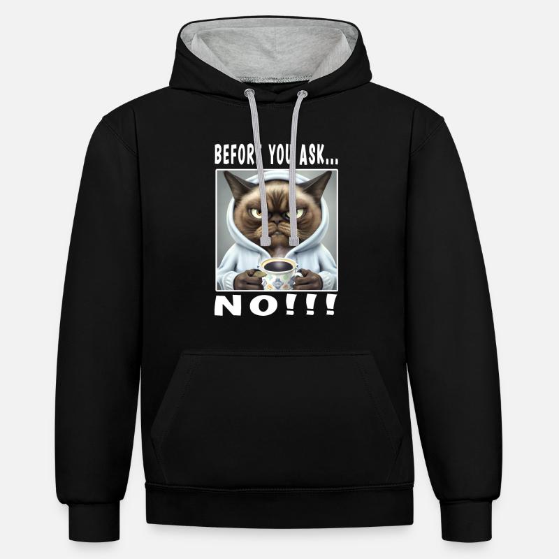 Avant de demander non - Sweat à capuche contrasté - noir/gris chiné