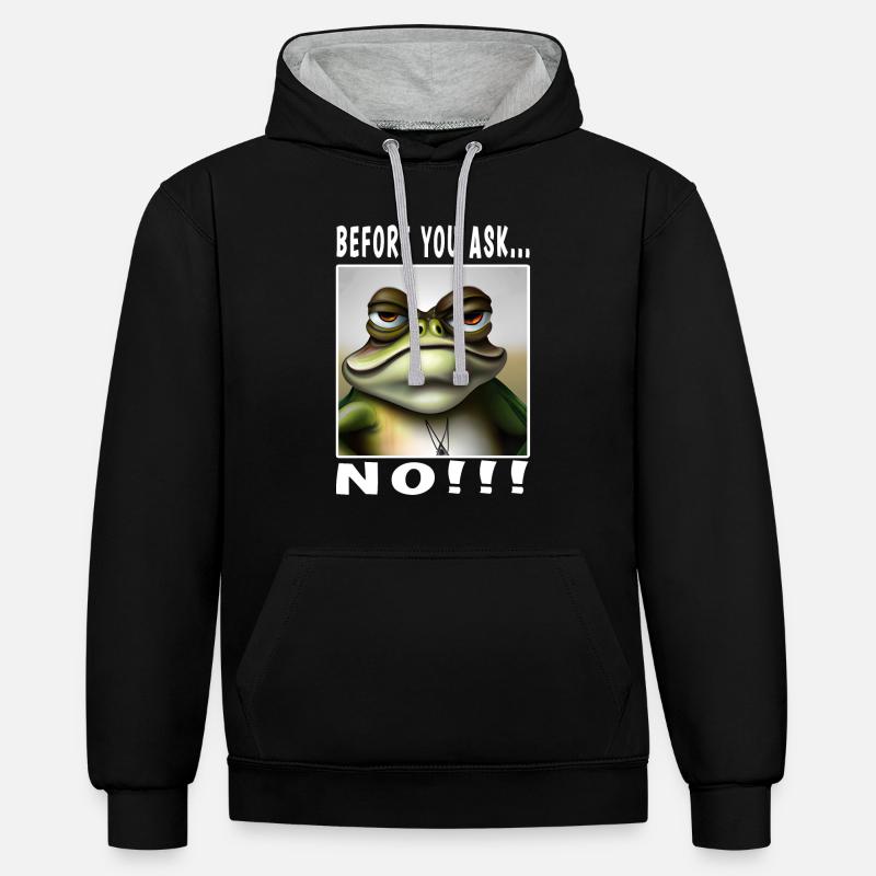 Avant de demander non - Sweat à capuche contrasté - noir/gris chiné