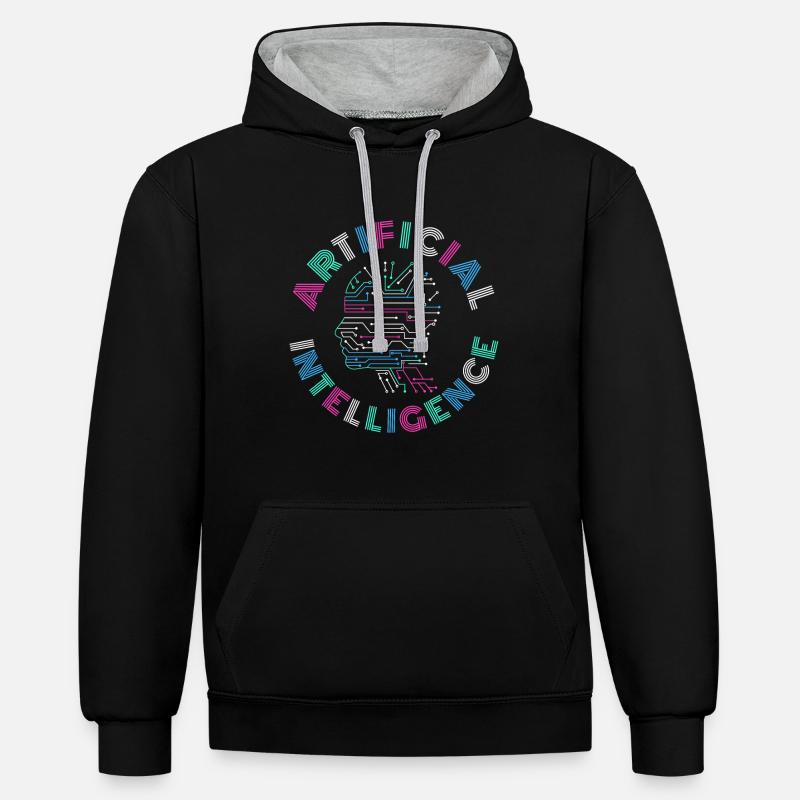 Artificial Intelligence AI Gift - Contrast hoodie - black/heather grey