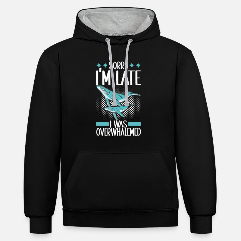 Observateurs de baleines - Sweat à capuche contrasté - noir/gris chiné
