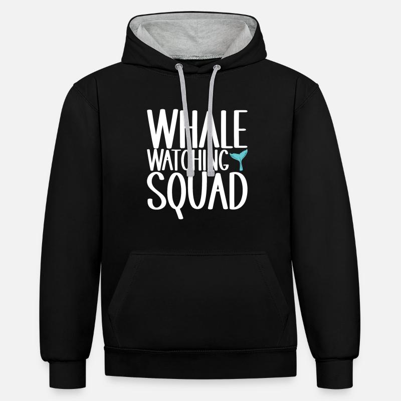 Wale Walbeobachter - Kontrast-Hoodie - Schwarz/Grau meliert
