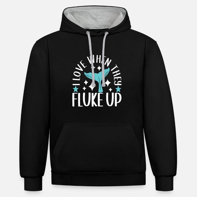 Observateurs de baleines - Sweat à capuche contrasté - noir/gris chiné