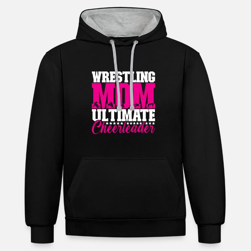 Lutte Maman Lutteuse - Sweat à capuche contrasté - noir/gris chiné