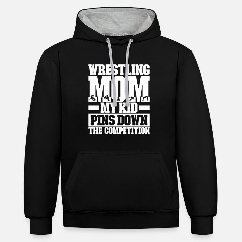 Lutte Maman Lutteuse - Sweat à capuche contrasté - noir/gris chiné