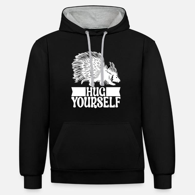 Porc-épic mignon - Sweat à capuche contrasté - noir/gris chiné