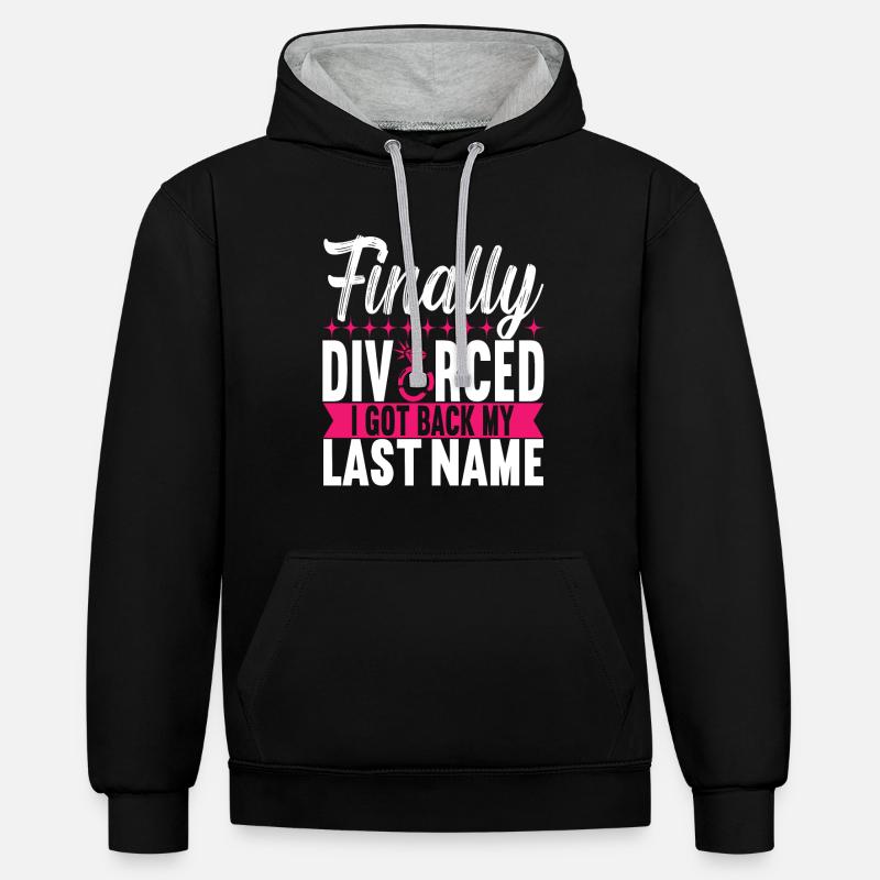 Divorce Divorcé - Sweat à capuche contrasté - noir/gris chiné