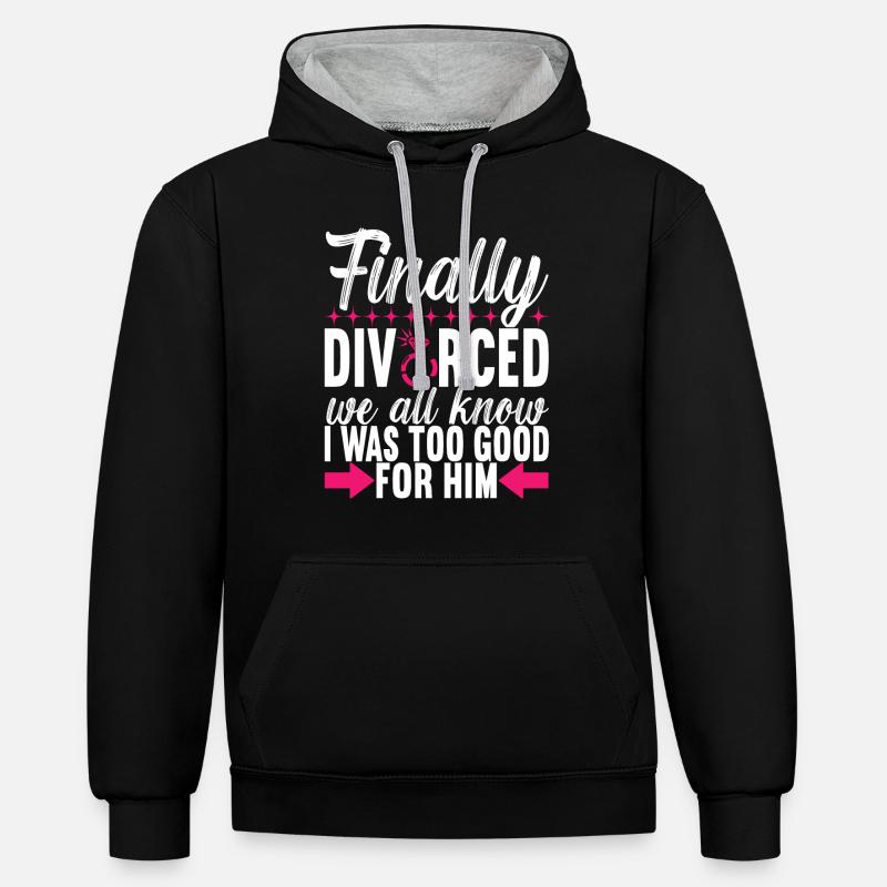 Divorce Divorced - Contrast hoodie - black/heather grey