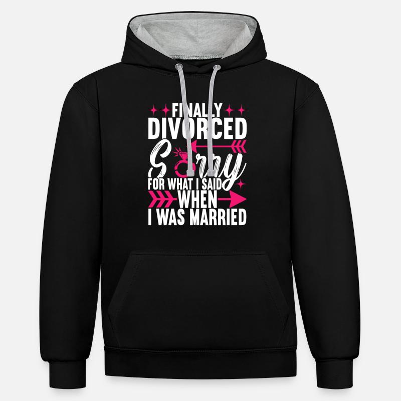 Divorce Divorced - Contrast hoodie - black/heather grey