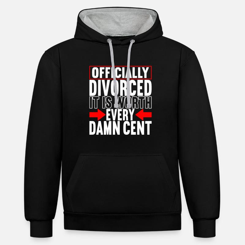Divorce Divorcé - Sweat à capuche contrasté - noir/gris chiné