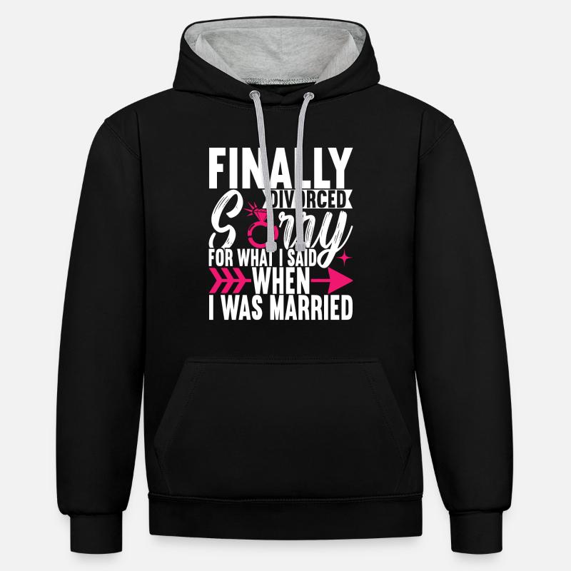 Divorce Divorced - Contrast hoodie - black/heather grey