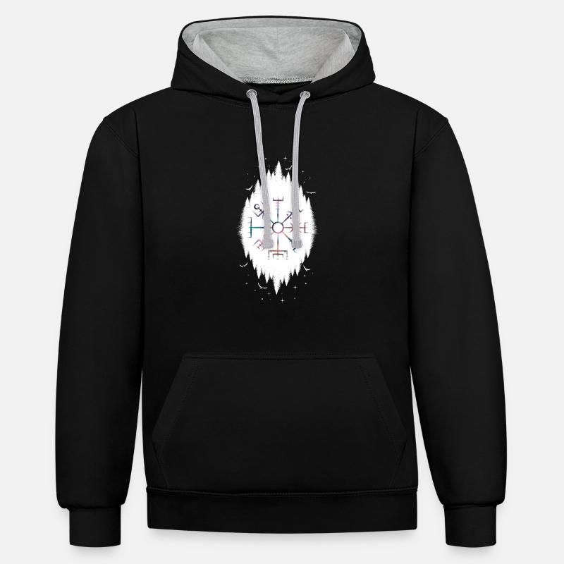 Celtic Vikinger Vegvisir compas Vikings - Sweat à capuche contrasté - noir/gris chiné
