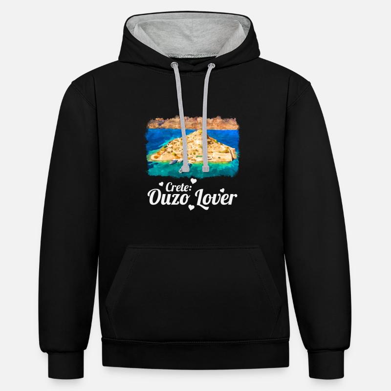 Crète Ouzo Lover - Sweat à capuche contrasté - noir/gris chiné
