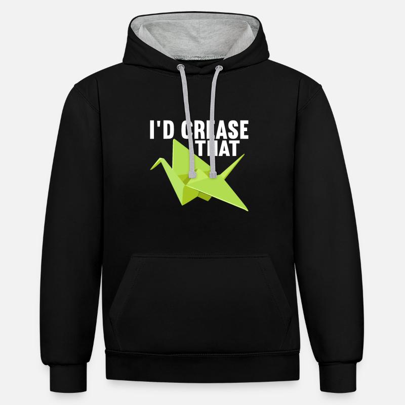 Origami - Sweat à capuche contrasté - noir/gris chiné