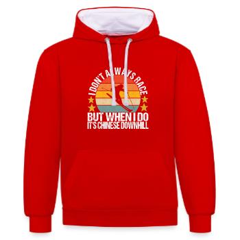 Skiers - Contrast hoodie - red/white - Front - Liana (172cm) & Jaron (178cm)