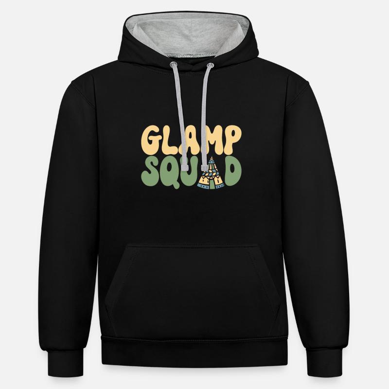 Glamping Glamper - Sweat à capuche contrasté - noir/gris chiné