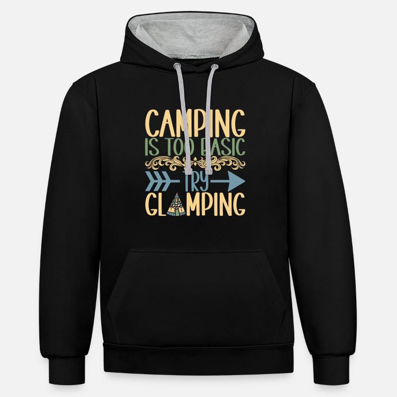 Glamping Glamper - Sweat à capuche contrasté - noir/gris chiné