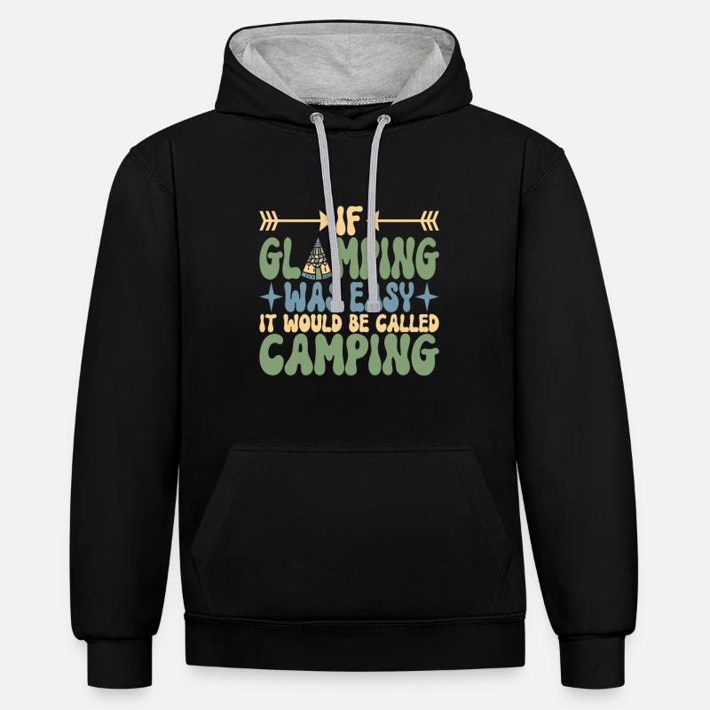 Glamping Glamper - Sweat à capuche contrasté - noir/gris chiné
