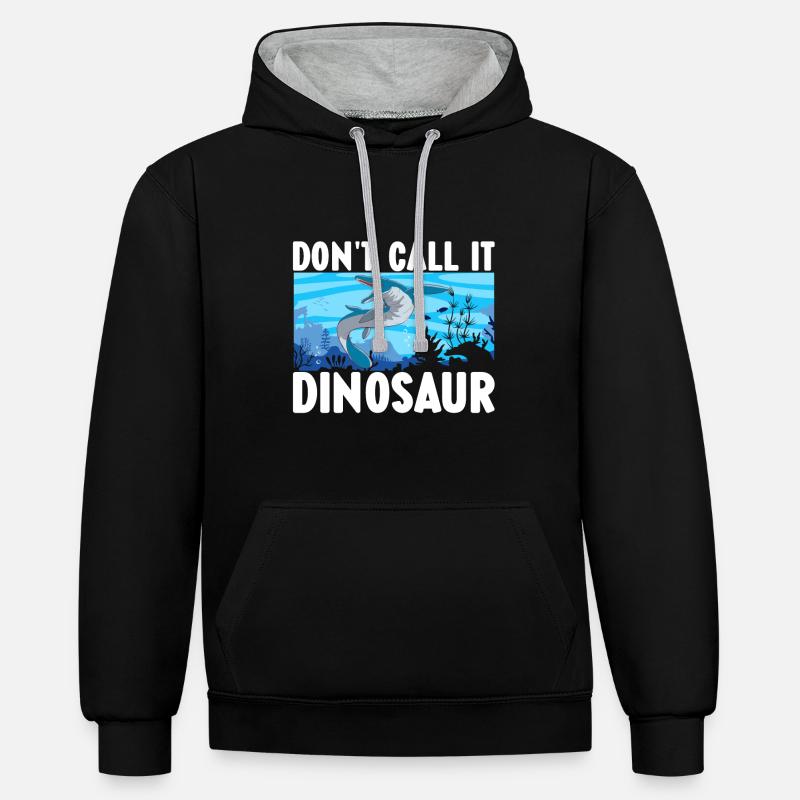 Dinosaure mosasaure - Sweat à capuche contrasté - noir/gris chiné