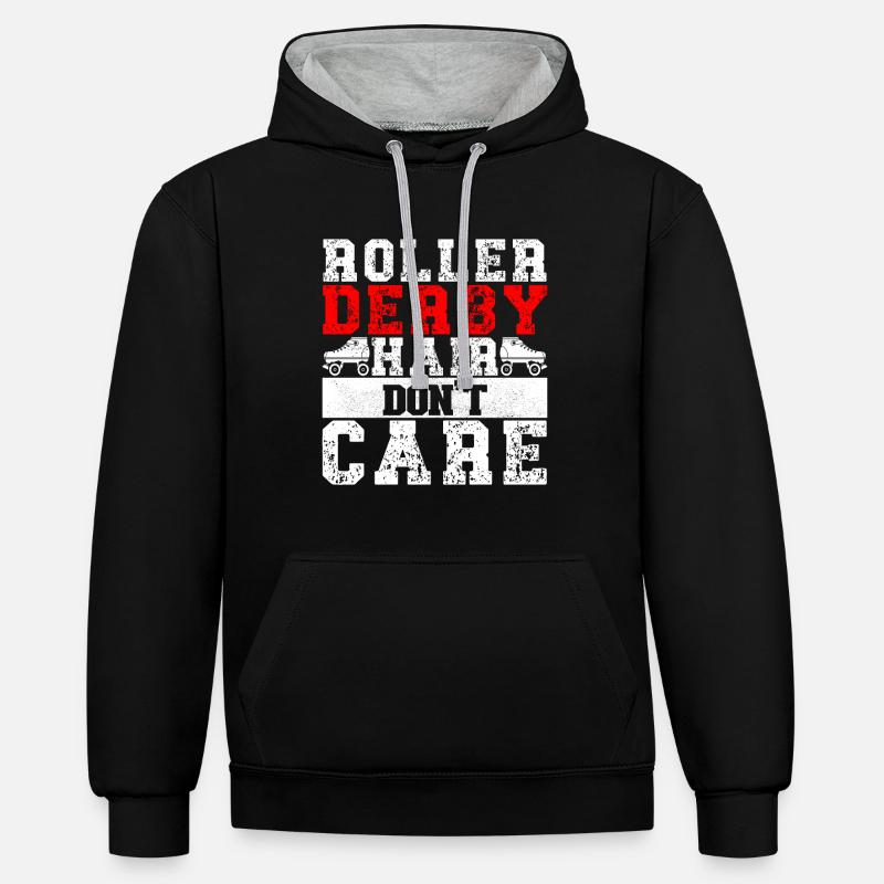 Roller derby - Sweat à capuche contrasté - noir/gris chiné