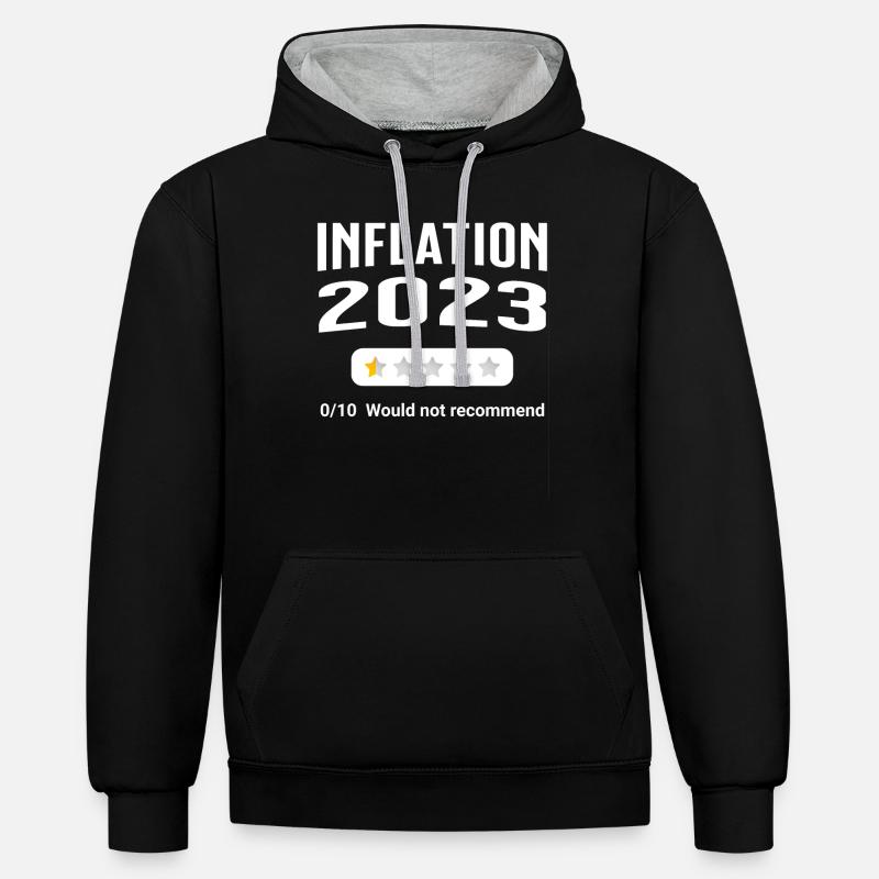 Inflation 2023 - mauvaise note - Sweat à capuche contrasté - noir/gris chiné