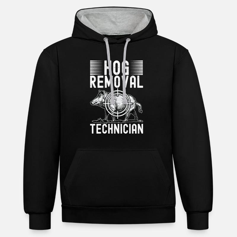 Chasseur de sanglier - Sweat à capuche contrasté - noir/gris chiné