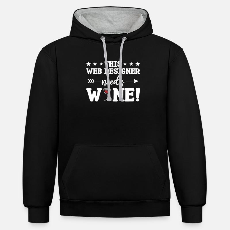 Dieser Webdesigner benötigt Wine-Programmierung - Kontrast-Hoodie - Schwarz/Grau meliert