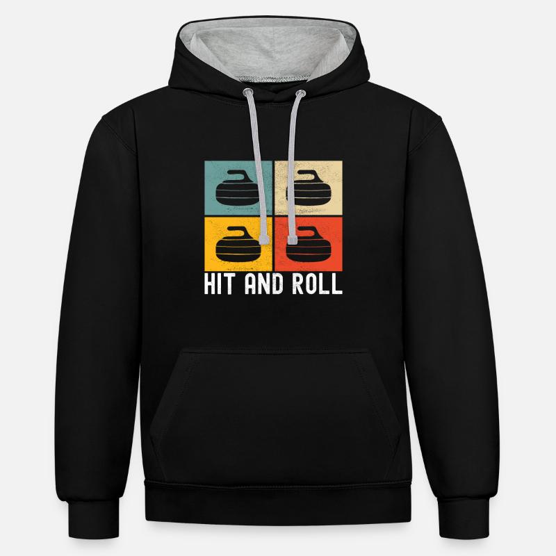 Joueurs de curling - Sweat à capuche contrasté - noir/gris chiné