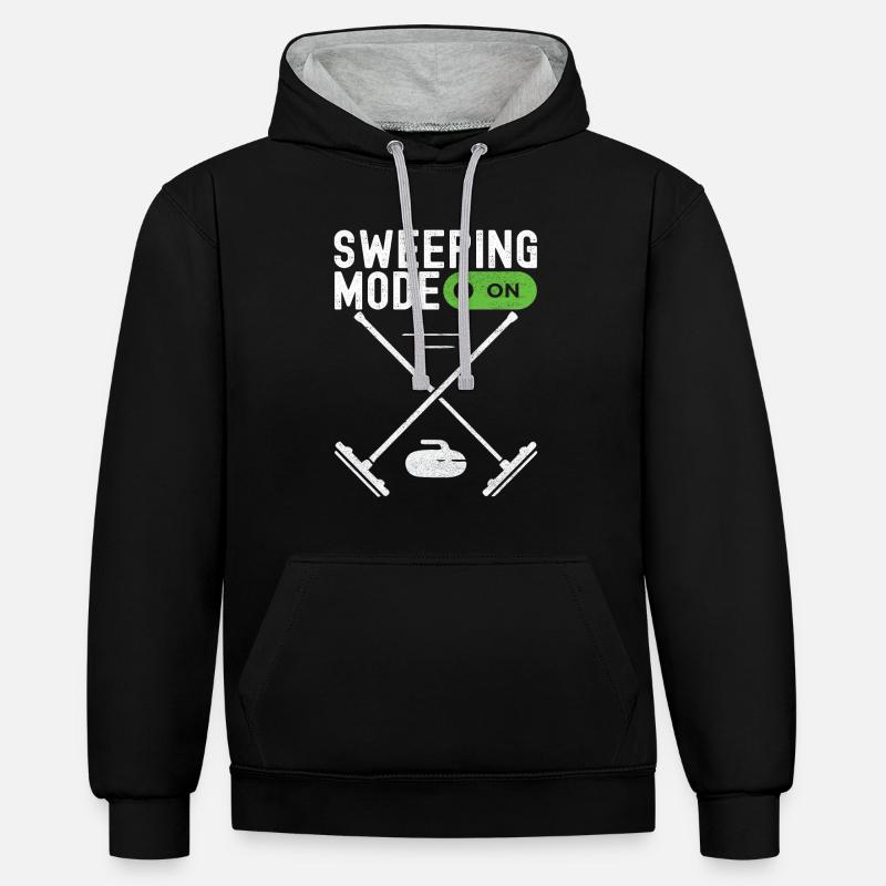 Joueurs de curling - Sweat à capuche contrasté - noir/gris chiné
